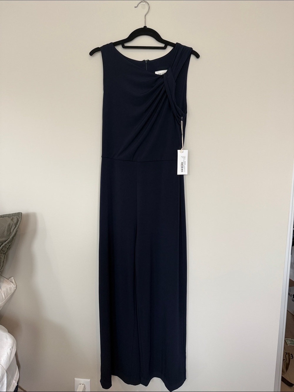 Fifteen Twenty Navy One-Shoulder Jumpsuit with Twist Detail
